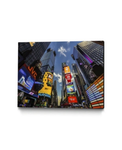 Giant Art 32" X 24" Times Square Towers Museum Mounted Canvas Print In Blue