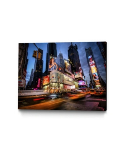 Giant Art 36" X 24" Times Square Rays Of Light I Museum Mounted Canvas Print In Blue