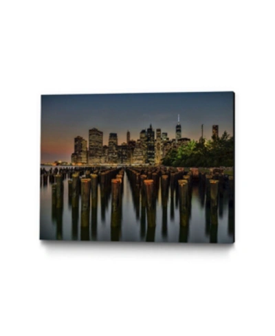 Giant Art 28" X 22" Lower Manhattan At Twilight Museum Mounted Canvas Print In Blue