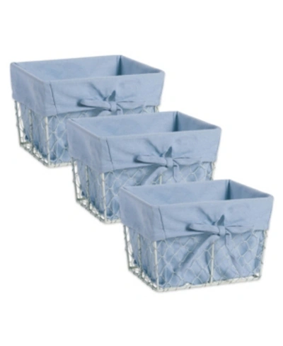 Design Imports Small Chicken Wire Washed Denim Liner Set Of 3 In Blue