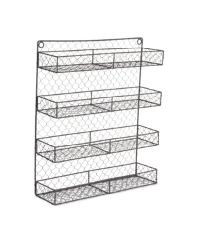 Design Imports Double Wide 4 Row Chicken Wire Spice Rack In Chrome