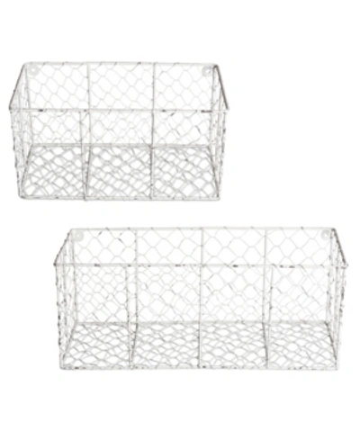 Design Imports Chicken Wall Mount Basket Set Of 2 In White