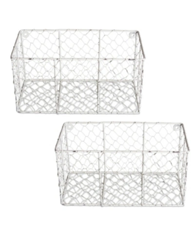 Design Imports Small Wire Chicken Wall Mount Basket Set Of 2 In White
