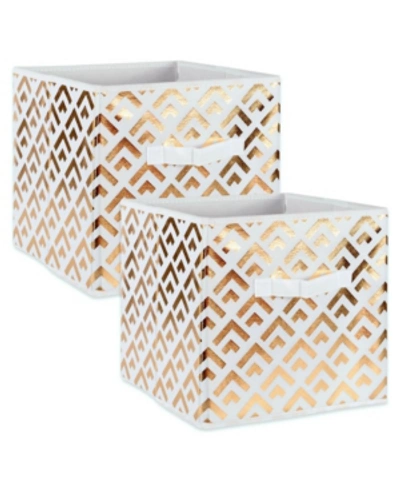 Design Imports Non-woven Polyester Cube Double Diamond Square Set Of 2 In Gold