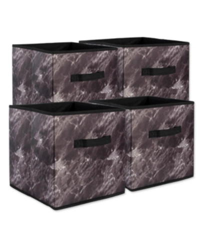 Design Imports Polyester Laundry Cube Marble Square Set Of 4 In Black