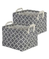 Design Imports Polyethylene Coated Cotton Polyester Laundry Bin Lattice Rectangle Large Set Of 2 In Gray