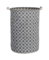 Design Imports Polyethylene Coated Cotton Polyester Laundry Hamper Lattice Round In Gray