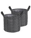 DESIGN IMPORTS POLYETHYLENE COATED WOVEN PAPER LAUNDRY BIN TRIBAL CHEVRON ROUND LARGE SET OF 2