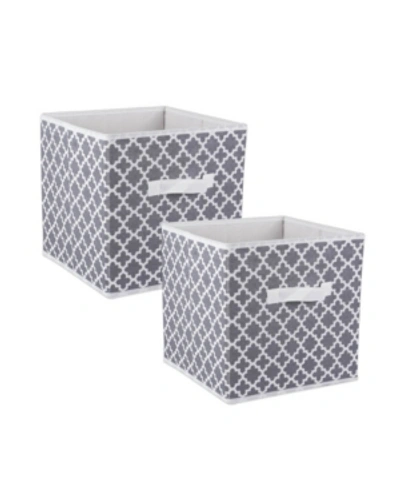 Design Imports Non-woven Polyester Cube Lattice Square Set Of 2 In Gray