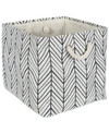 Design Imports Polyester Bin Herringbone Square In Off- White