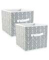 DESIGN IMPORTS NON-WOVEN POLYESTER CUBE HERRINGBONE SQUARE SET OF 2