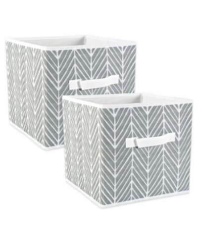Design Imports Non-woven Polyester Cube Herringbone Square Set Of 2 In Gray