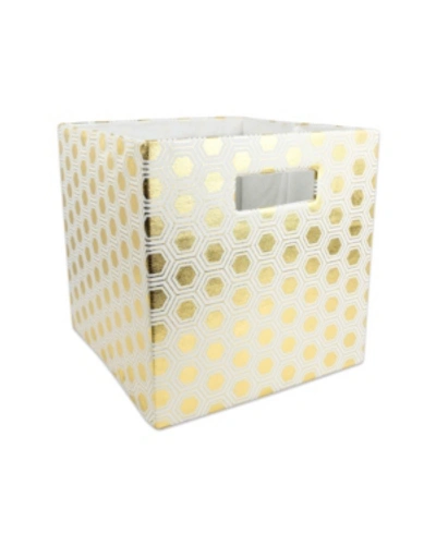 Design Imports Polyester Cube Honeycomb Square In Gold