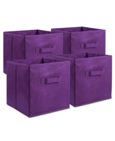 Design Imports Non-woven Polypropylene Cube Solid Square Set Of 4 In Purple
