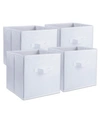 DESIGN IMPORTS NON-WOVEN POLYPROPYLENE CUBE SOLID WHITE SQUARE SET OF 4