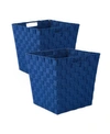Design Imports Nylon Bin Basket-weave Trapezoid Set Of 2 In Navy