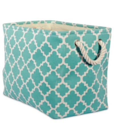 Design Imports Polyester Bin Lattice Rectangle Medium In Aqua