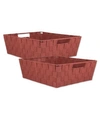 Design Imports Nylon Bin Basket-weave Trapezoid Set Of 2 In Rust