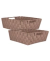 Design Imports Nylon Bin Basket-weave Trapezoid Set Of 2 In Taupe