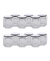 Design Imports Set Of 12 Hexagon Jars With Lids In Silver