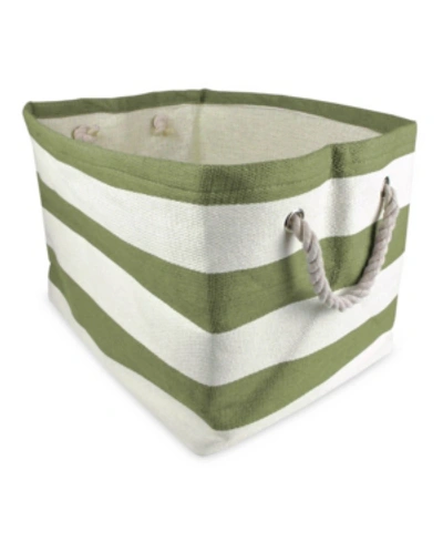 Design Imports Paper Bin Stripe Rectangle Large In Olive