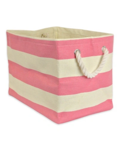 Design Imports Paper Bin Stripe Rectangle Medium In Pink