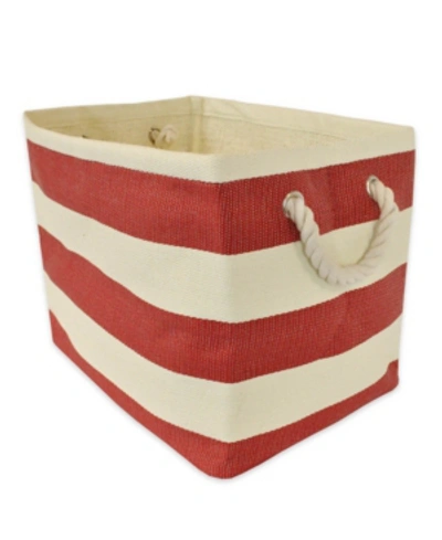 Design Imports Striped Rectangle Storage Bin In Red