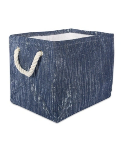Design Imports Polyester Bin Variegated Rectangle Medium In Blue