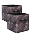 DESIGN IMPORTS POLYESTER LAUNDRY CUBE MARBLE SQUARE SET OF 2