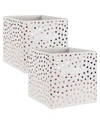 DESIGN IMPORTS NON-WOVEN POLYESTER CUBE SMALL DOTS SET OF 2