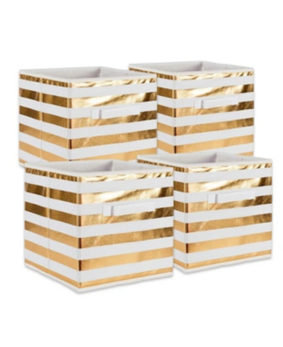 Design Imports Non-woven Polyester Cube Stripe Square Set Of 4 In Gold