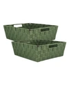 Design Imports Nylon Bin Basket-weave Trapezoid Set Of 2 In Olive