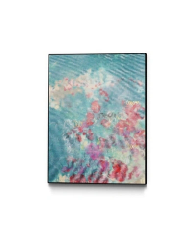 Giant Art 20" X 16" Embellished Teal Rose Garden I Art Block Framed Canvas In Blue