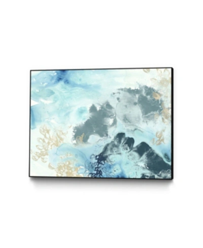 Giant Art 14" X 11" Aqua Wave Form I Art Block Framed Canvas In Blue