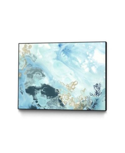 Giant Art 28" X 22" Aqua Wave Form Ii Art Block Framed Canvas In Blue