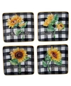 Certified International Sunflower Fields 4-pc. Canape Plates Asst. In Multicolored