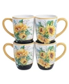 Certified International Set Of 4 Sunflower Fields Mugs In Multicolored