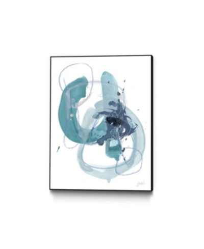 Giant Art 40" X 30" Aqua Orbit Ii Art Block Framed Canvas In Blue