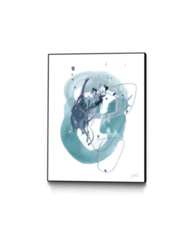 Giant Art 40" X 30" Aqua Orbit Iv Art Block Framed Canvas In Blue