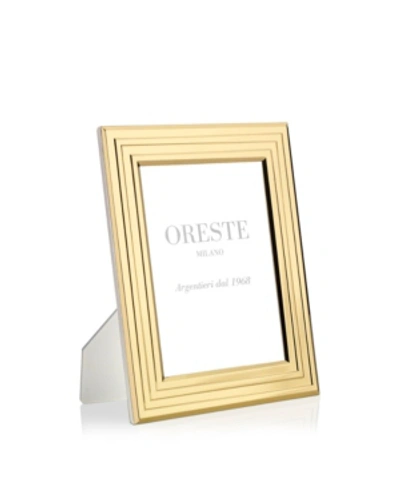 Oreste Milano 5x7 Gold Plated Picture Frame On A White Lacquered Wooden Back