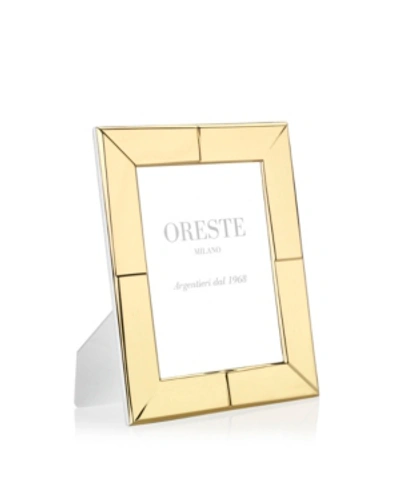 Oreste Milano 5x7 Gold Plated Picture Frame On A White Lacquered Wooden Back