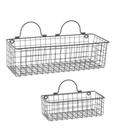 Design Imports Wire Wall Basket Set Of 2 In Gray