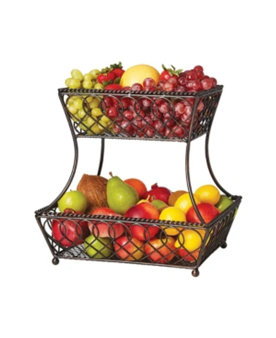 Mikasa Loop Lattice Rectangular 2 Tier Basket In Black