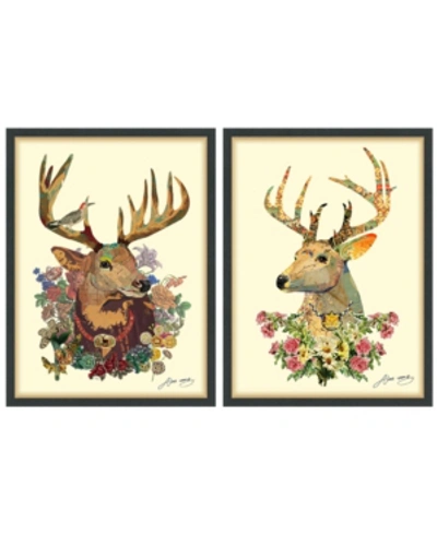 Empire Art Direct Mr. And Mrs. Deer Dimensional Collage Framed Graphic Art Under Glass Wall Art, 33" X 25" X 1.4" In Brown