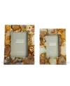 TWO'S COMPANY AMBER AGATE PHOTO FRAMES IN GIFT BOX - SET OF 2