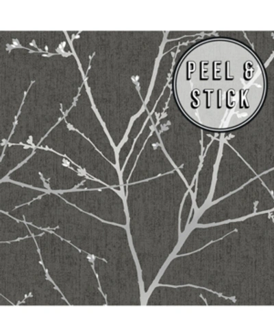 Graham & Brown Branches Peel And Stick Wallpaper In Charcoal
