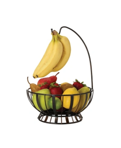 Mikasa Band And Stripe Fruit Basket With Banana Hook In Antique Black