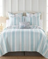 Levtex Cape Coral Stripe Reversible 3-pc. Quilt Set, Full/queen In Teal