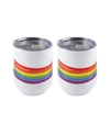 THIRSTYSTONE DOUBLE WALL 2 PACK OF 12 OZ WHITE WINE TUMBLERS WITH METALLIC RAINBOW WRAP DECAL