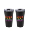 THIRSTYSTONE DOUBLE WALL 2 PACK OF 20 OZ BLACK HIGHBALLS WITH METALLIC "LOVE WINS" DECAL